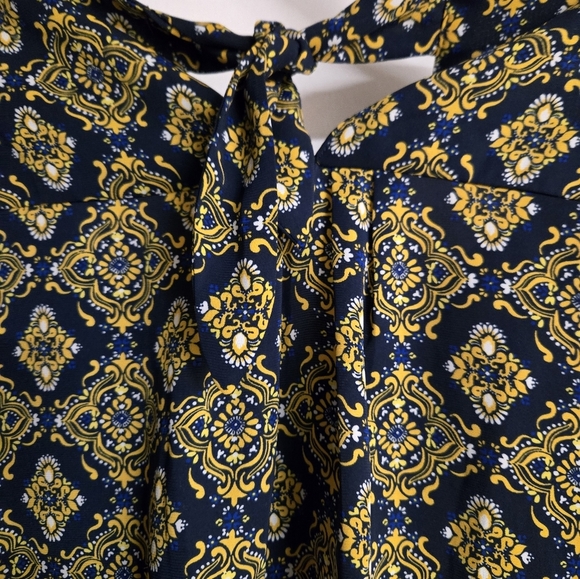41 Hawthorn Gold And Blue 3/4 Sleeve Women's Blouse Large - Picture 3 of 6
